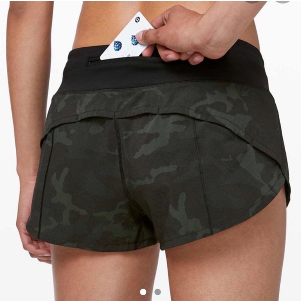 Lululemon speed up shorts 2.5 camo green black